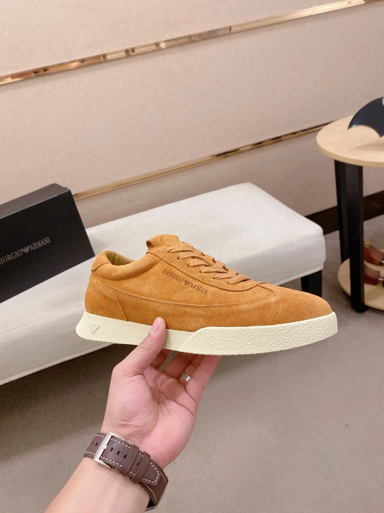 Emporio Armani Suede Low-Top Lifestyle Sneaker 4