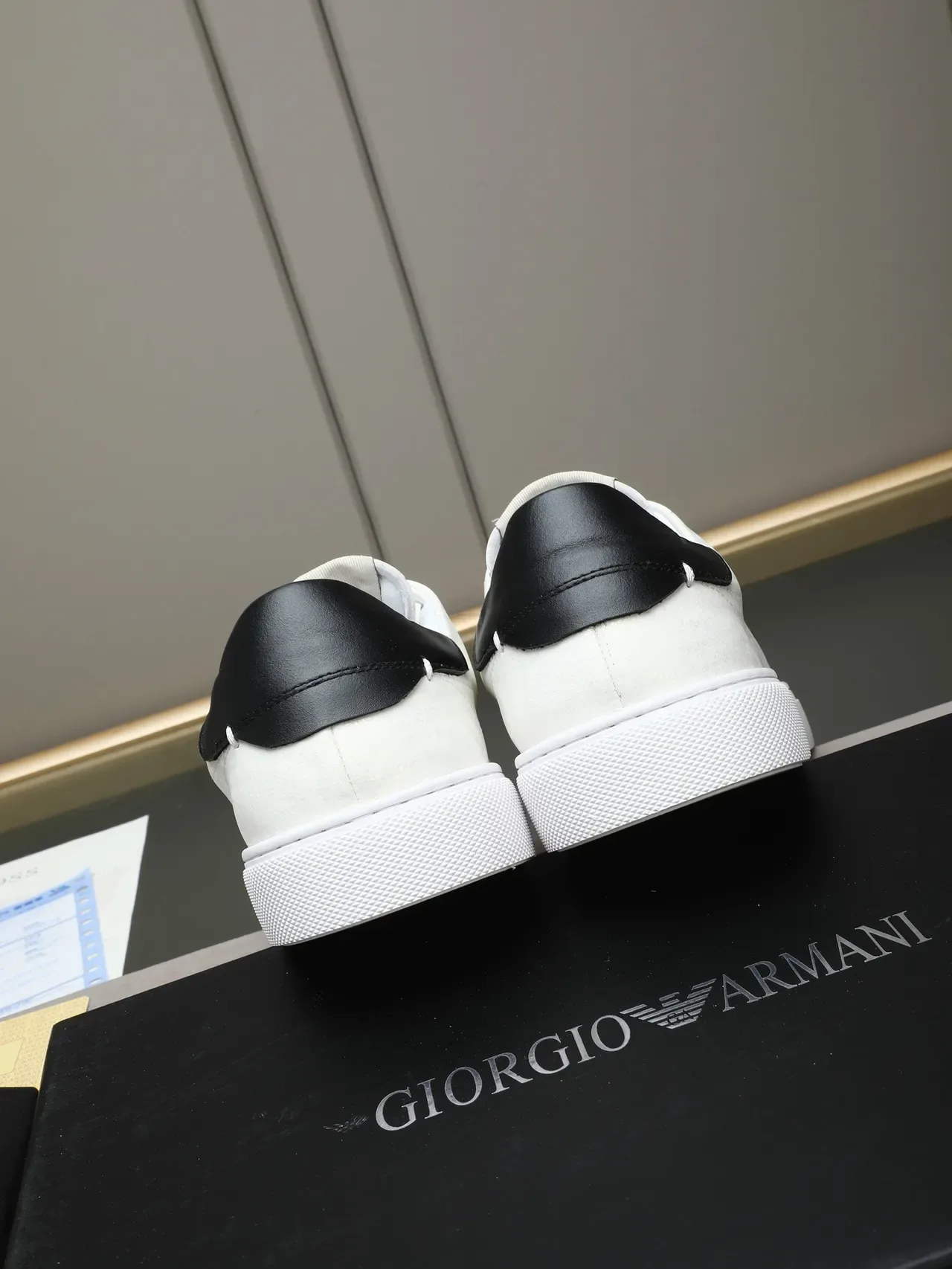 Emporio Armani White Black Low-Top Suede Upper Lifestyle Sneakers 4