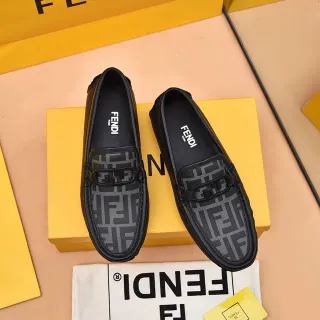 Fendi Bit Loafer Black and Gray Monogram Loafers