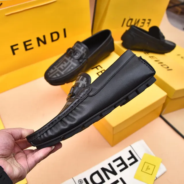 Fendi Bit Loafer Mocassins Pretos e Cinza Monogram 8