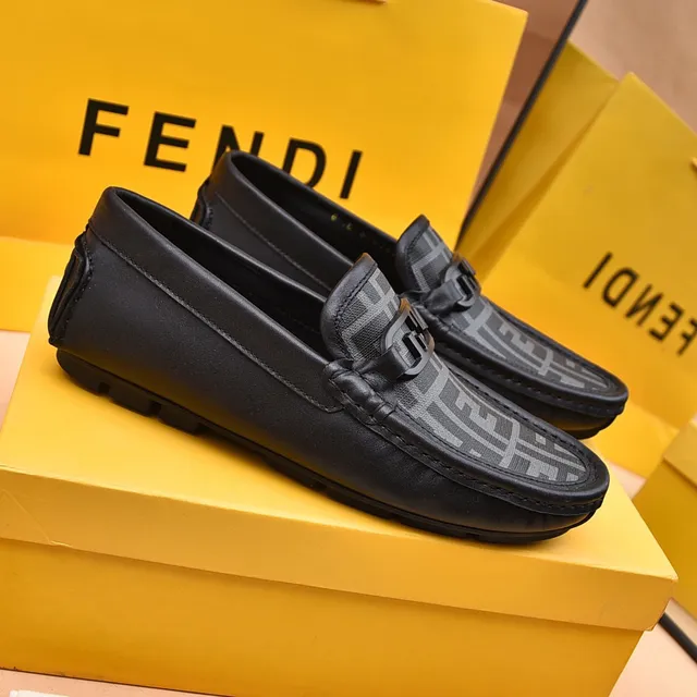 Fendi Bit Loafer Mocassins Pretos e Cinza Monogram 9
