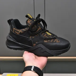 Fendi Black Brown Sole FF Monogram Upper Chunky Sneakers