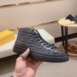Fendi Black Monogram-Embossed High-Top Lifestyle Sneakers