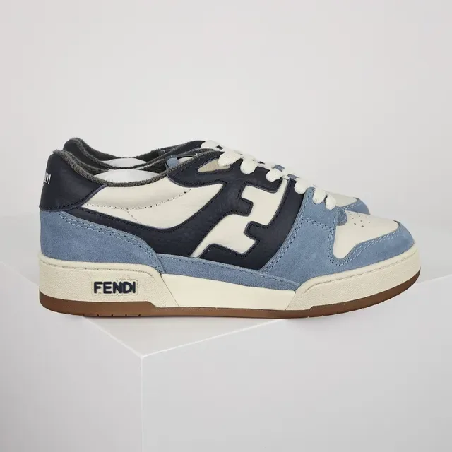 Fendi Bleu Marine Upper En Daim Et Cuir En Couches Superposition De Monogramme FF Sneakers Lifestyle 3