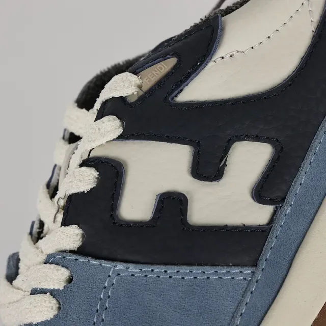 Fendi Bleu Marine Upper En Daim Et Cuir En Couches Superposition De Monogramme FF Sneakers Lifestyle 6