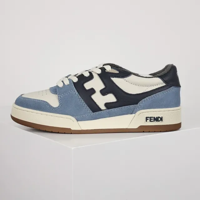Fendi Bleu Marine Upper En Daim Et Cuir En Couches Superposition De Monogramme FF Sneakers Lifestyle 8