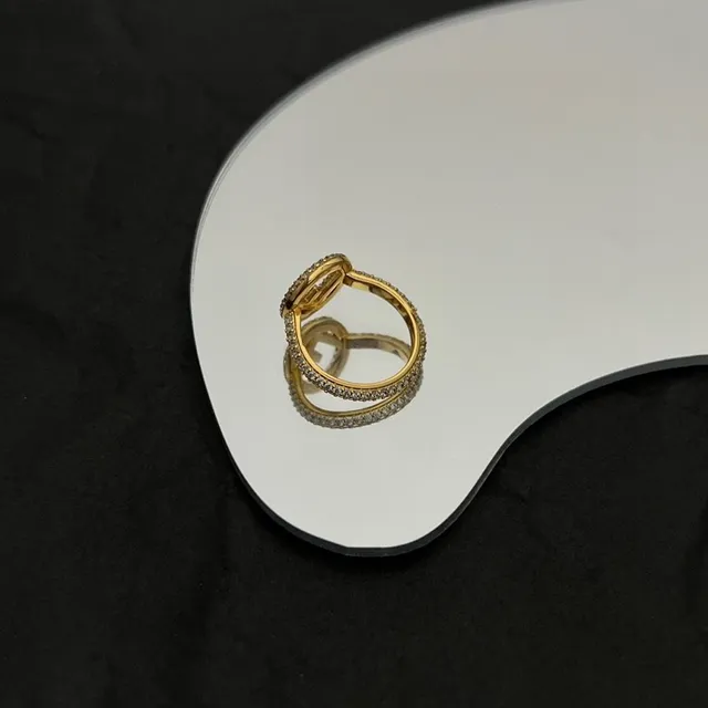 Fendi FF Double G Pavé Crystal Gold-Tone Ring 5