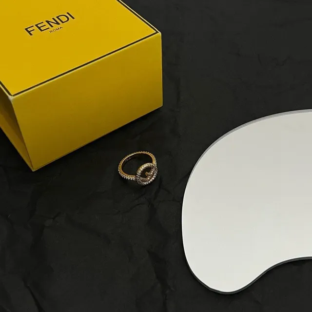 Fendi FF Double G Pavé Crystal Gold-Tone Ring 6