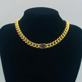 Fendi FF Logo Curb-Link Gold-Tone Necklace