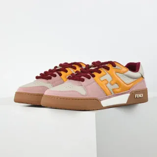 Fendi FF Logo Patchwork Pink Orange Burgundy Lifestyle Sneakers