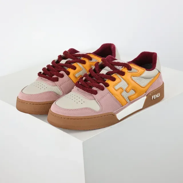 Fendi FF Logo Patchwork Chaussures Lifestyle Rose Orange Bourgogne 2