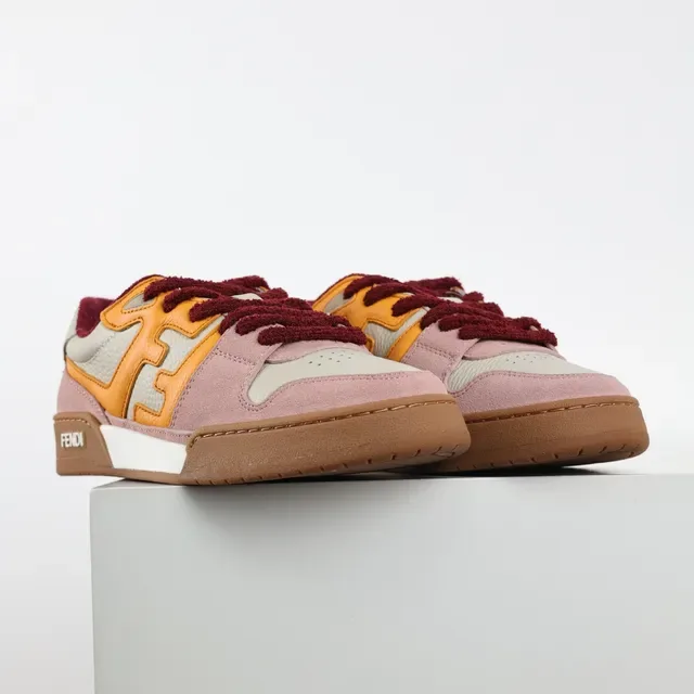 Fendi FF Logo Patchwork Chaussures Lifestyle Rose Orange Bourgogne 3