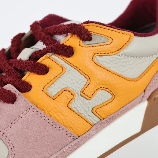 Fendi FF Logo Patchwork Chaussures Lifestyle Rose Orange Bourgogne 6