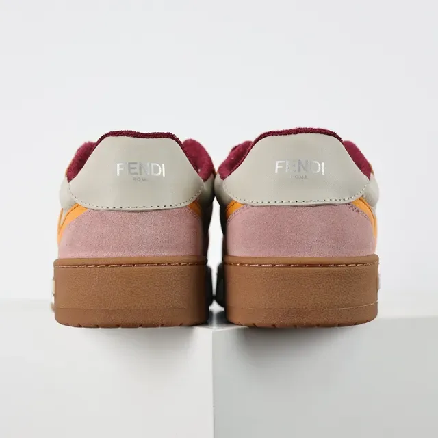 Fendi FF Logo Patchwork Chaussures Lifestyle Rose Orange Bourgogne 8