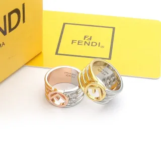 Fendi FF Logo Ring Gold Silver Multi-Band Ring