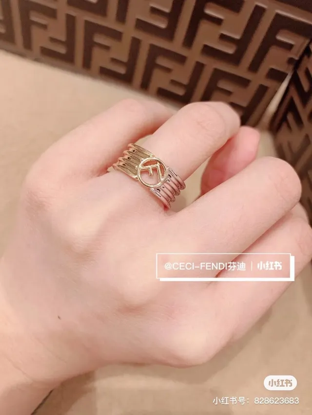 Fendi FF Logo Ring Gold Silver Multi-Band Ring 3