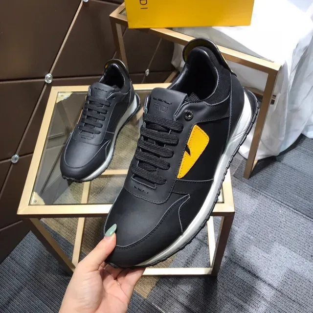 Fendi FF Logo Sneaker Noir Jaune Chaussures Lifestyle 2