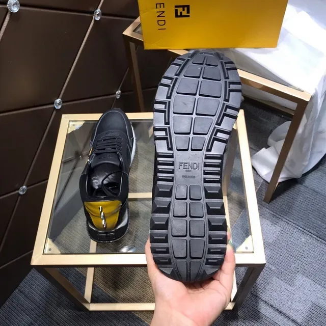 Fendi FF Logo Sneaker Noir Jaune Chaussures Lifestyle 3