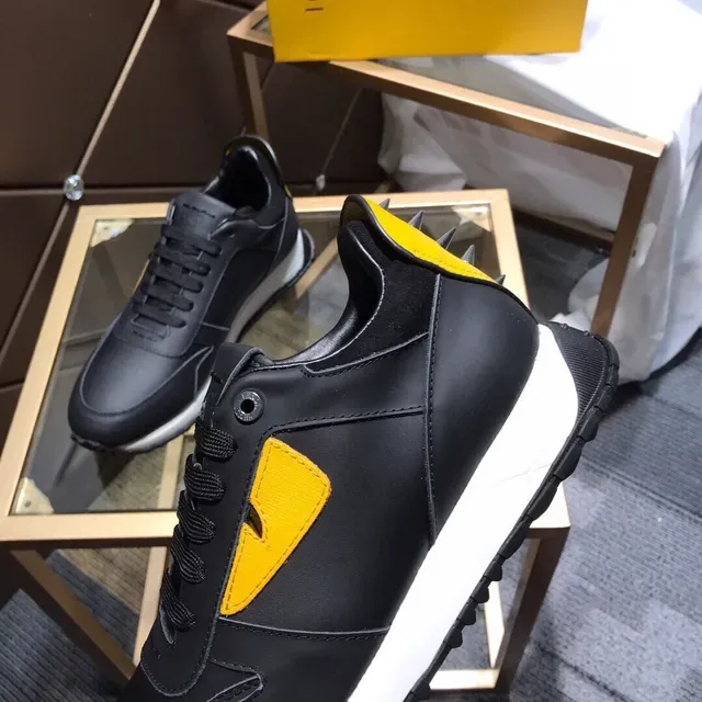Fendi FF Logo Sneaker Noir Jaune Chaussures Lifestyle 4