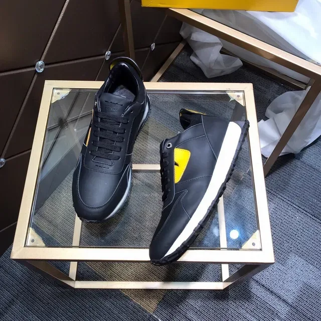 Fendi FF Logo Sneaker Noir Jaune Chaussures Lifestyle 7