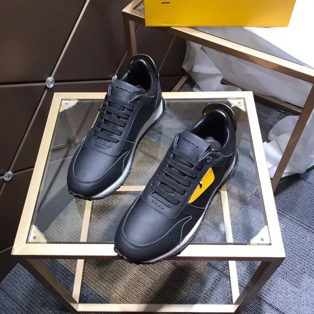 Fendi FF Logo Sneaker Noir Jaune Chaussures Lifestyle 9