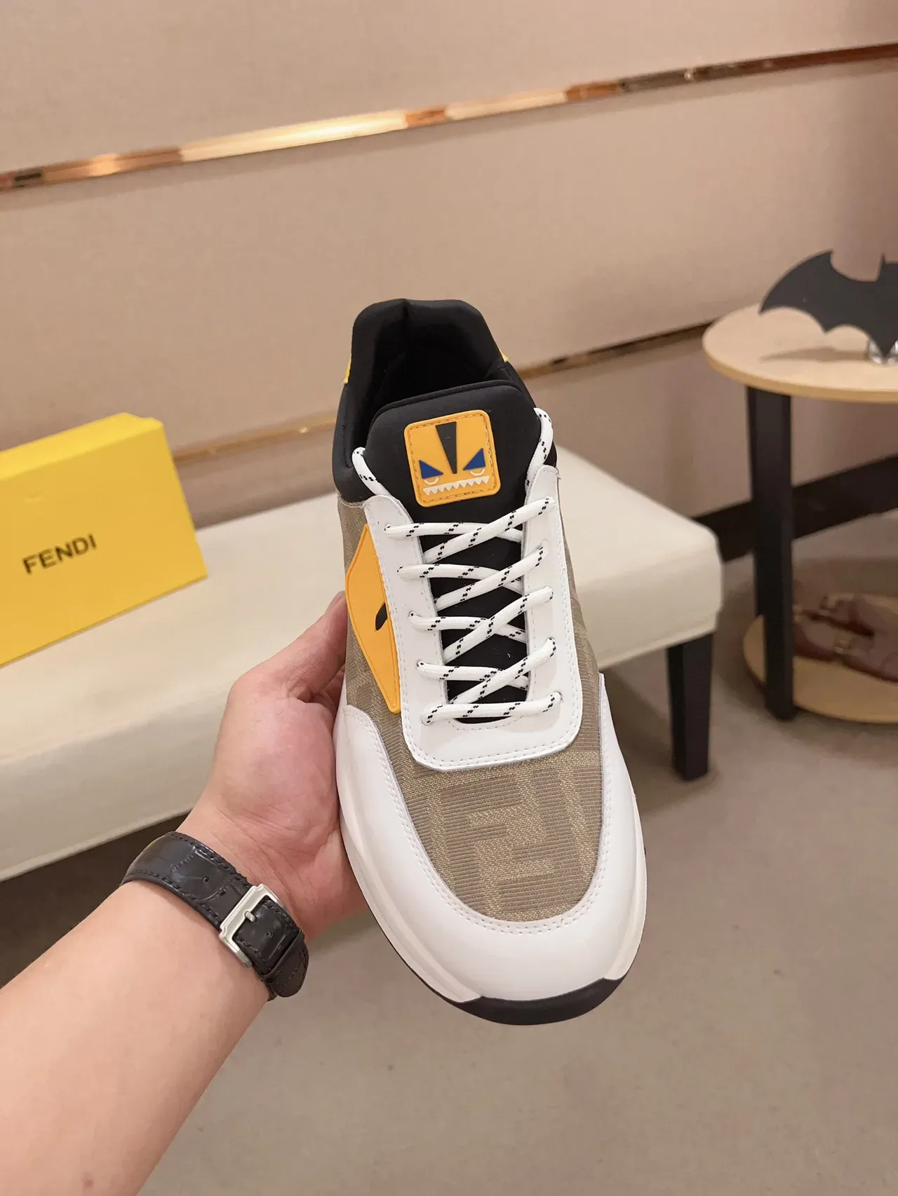 Fendi Monster Sneaker White Beige Yellow Lifestyle Sneakers 3
