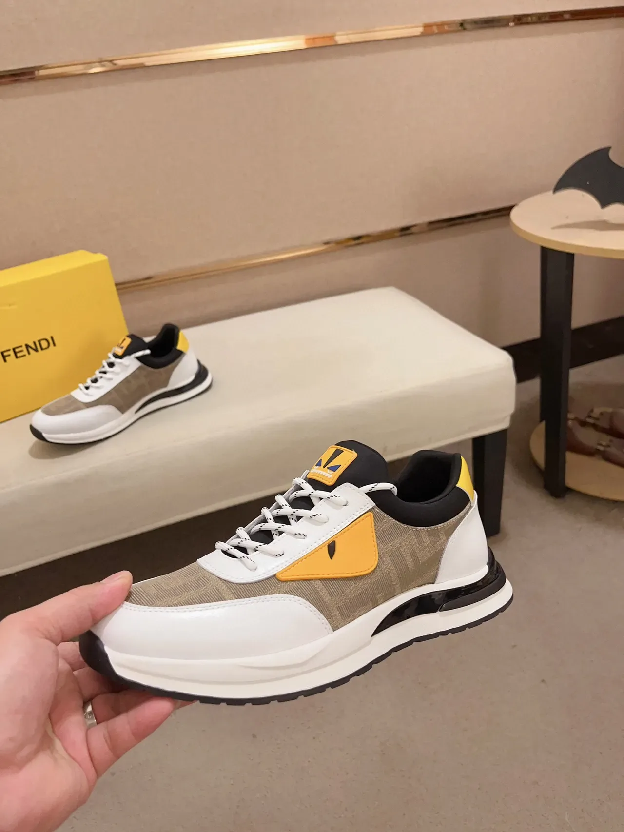 Fendi Monster Sneaker White Beige Yellow Lifestyle Sneakers 4