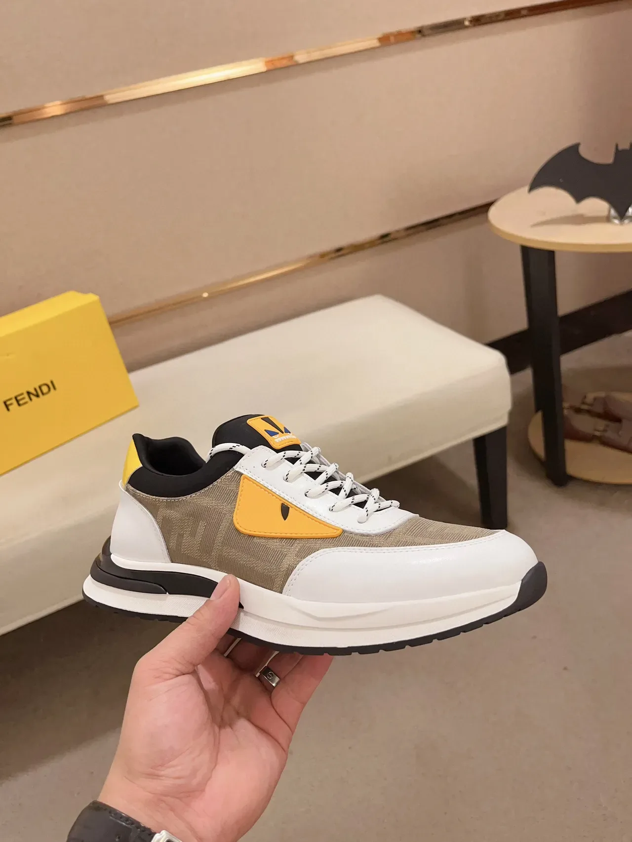 Fendi Monster Sneaker White Beige Yellow Lifestyle Sneakers 5
