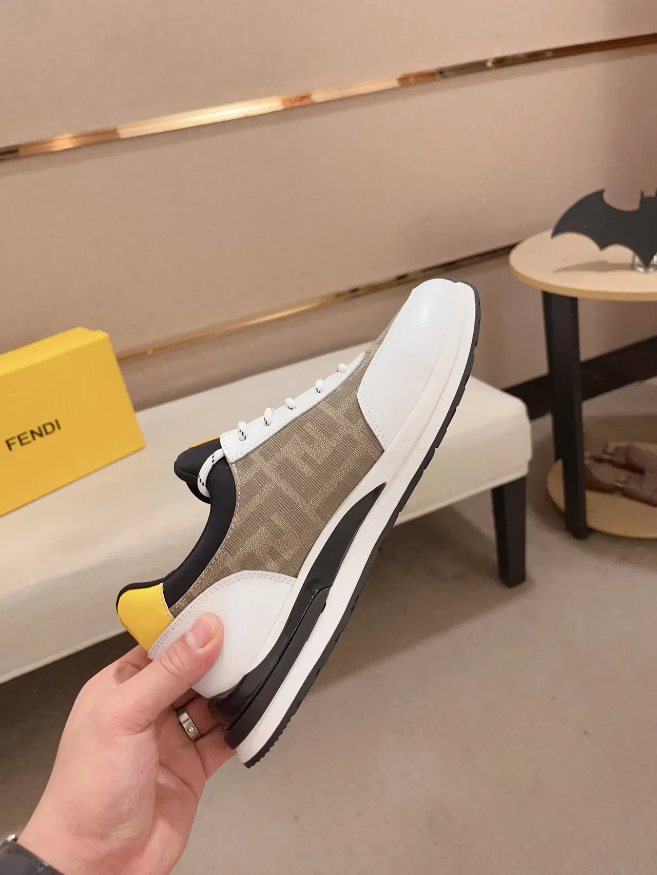 Fendi Monster Sneaker White Beige Yellow Lifestyle Sneakers 6