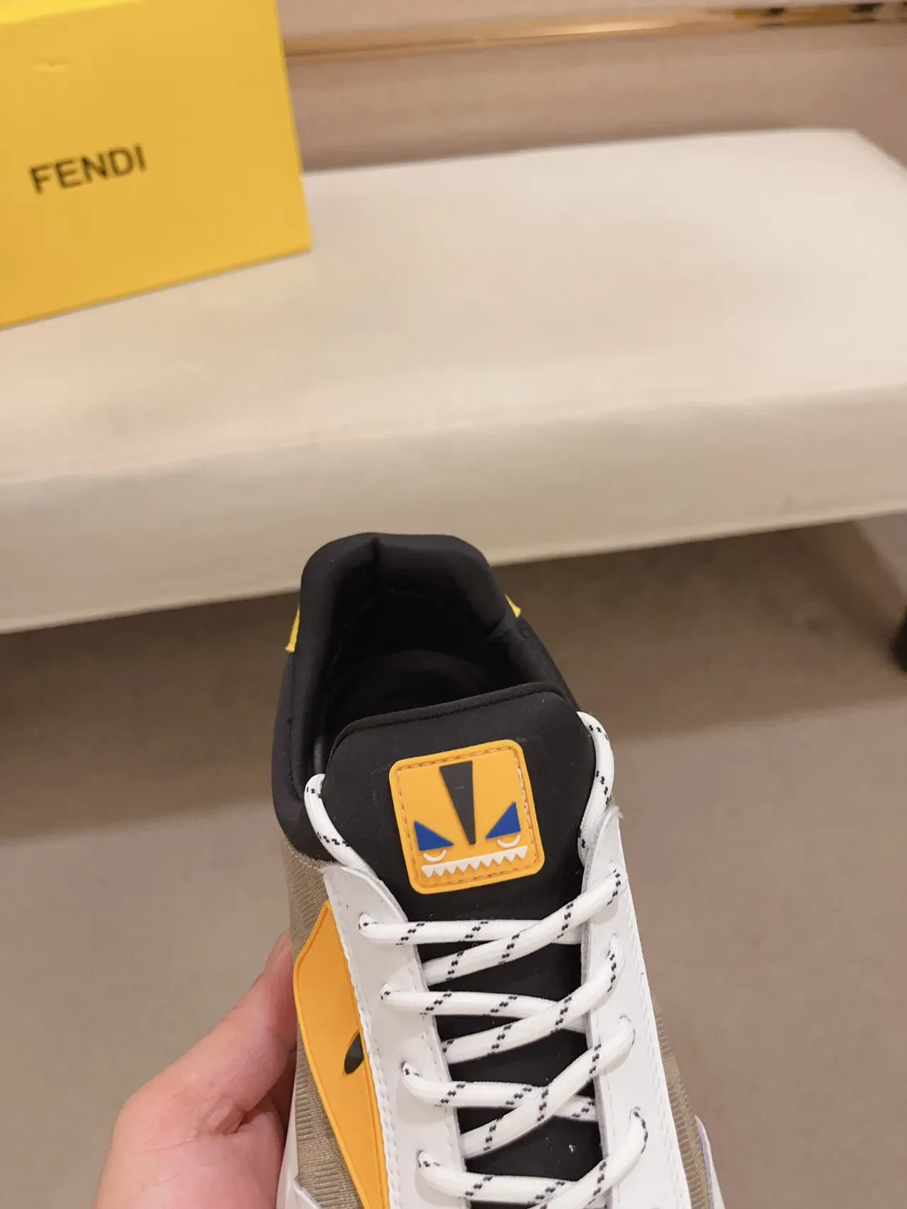 Fendi Monster Sneaker White Beige Yellow Lifestyle Sneakers 7