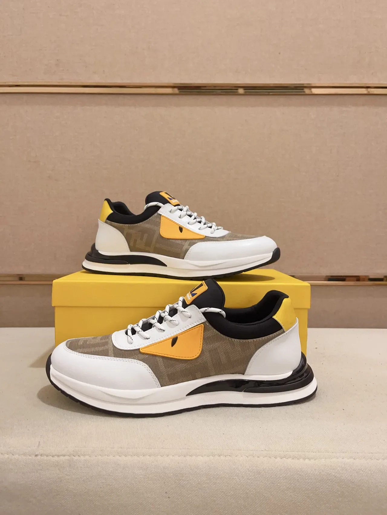 Fendi Monster Sneaker White Beige Yellow Lifestyle Sneakers 8