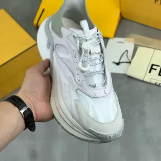 Fendi Runner White and Gray Chunky Sneakers