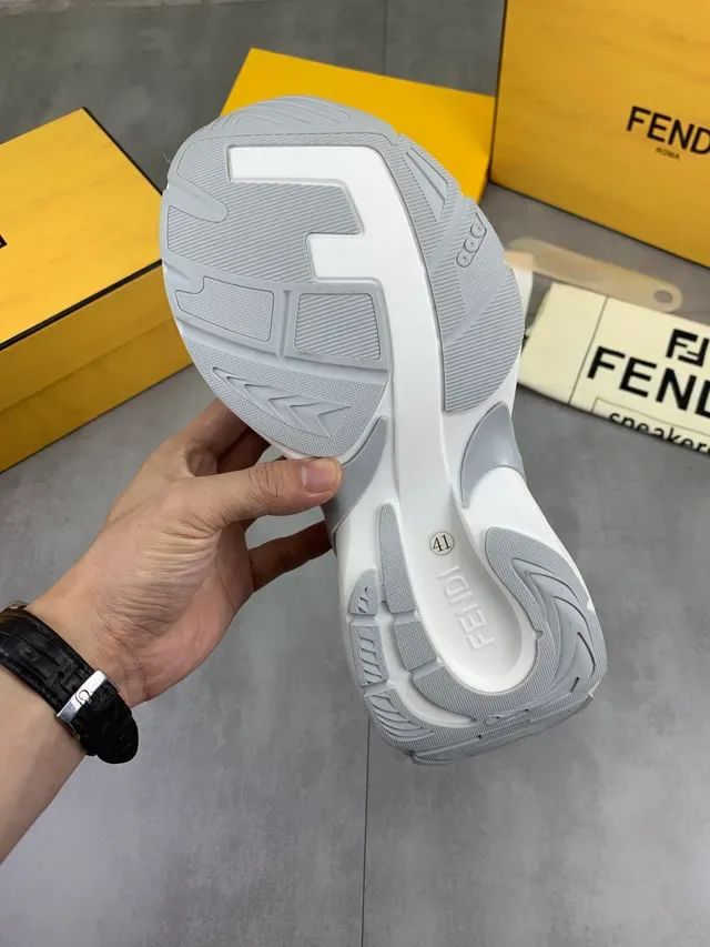 Fendi Runner White and Gray Chunky Sneakers 2