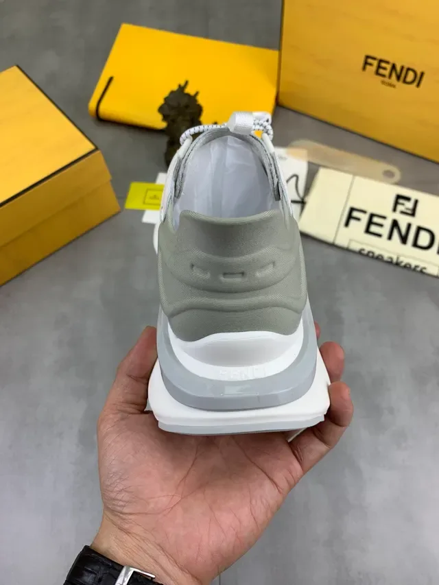 Fendi Runner White and Gray Chunky Sneakers 3