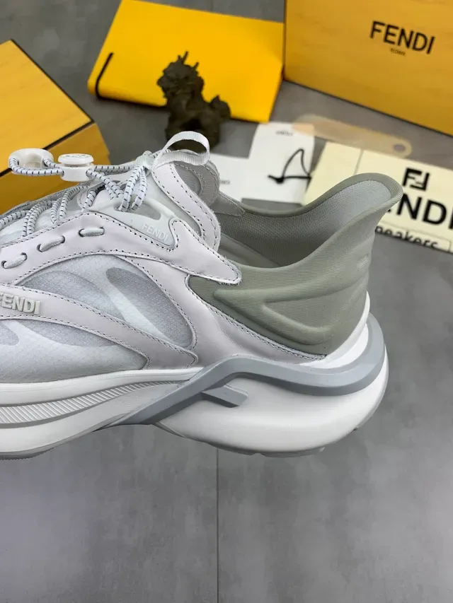 Fendi Runner White and Gray Chunky Sneakers 4