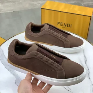 Fendi Slip-On Brown Leather Lifestyle Sneakers