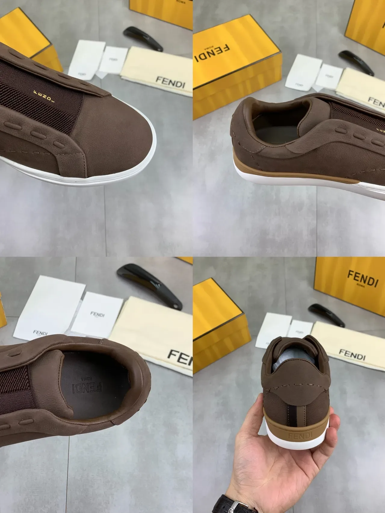 Fendi Sneakers Lifestyle en Cuir Marron Slip-On 3