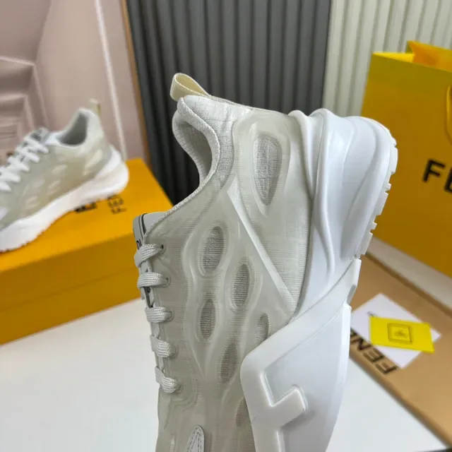 Fendi Branco Bege Sculpted F-Cutout Midsole Translucido Oval-Mesh Upper Chunky Sneakers 2