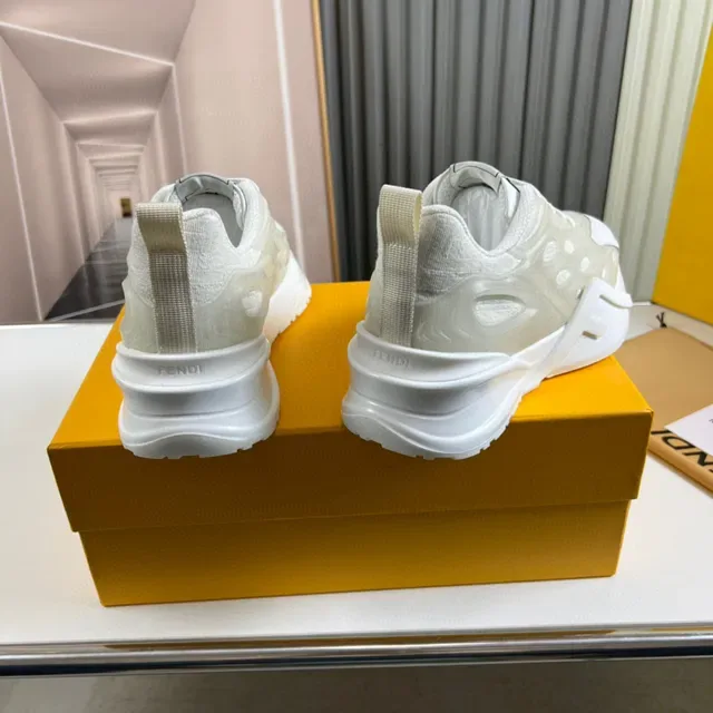 Fendi Branco Bege Sculpted F-Cutout Midsole Translucido Oval-Mesh Upper Chunky Sneakers 6