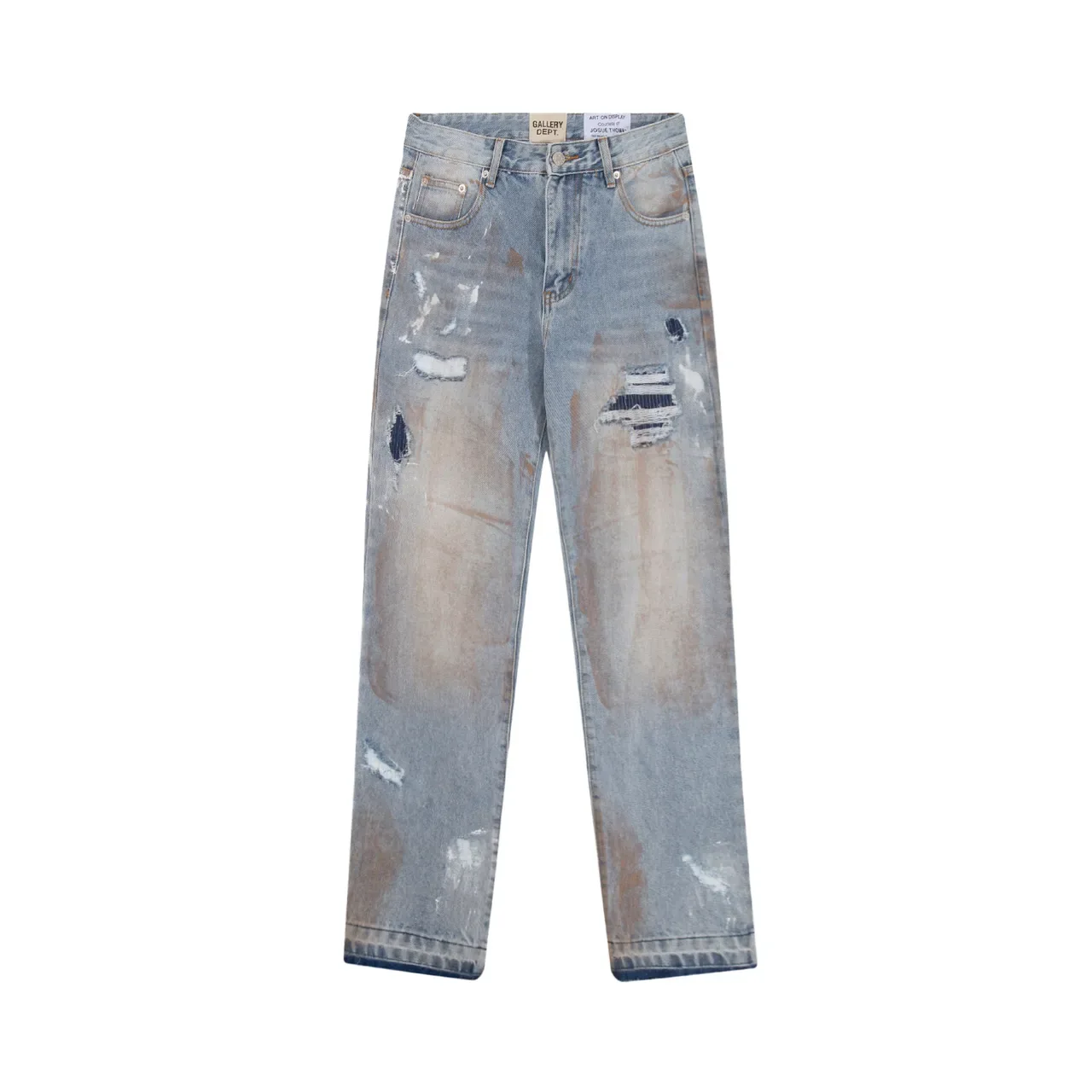 Gallery Dept Distressed Paint-Splattered Light Blue Raw-Hem Jeans 2