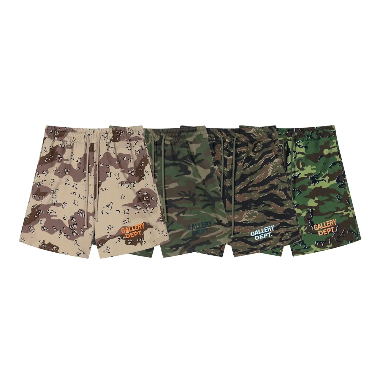 Gallery Dept Multicolor Camouflage Print Drawstring Waist Shorts 1