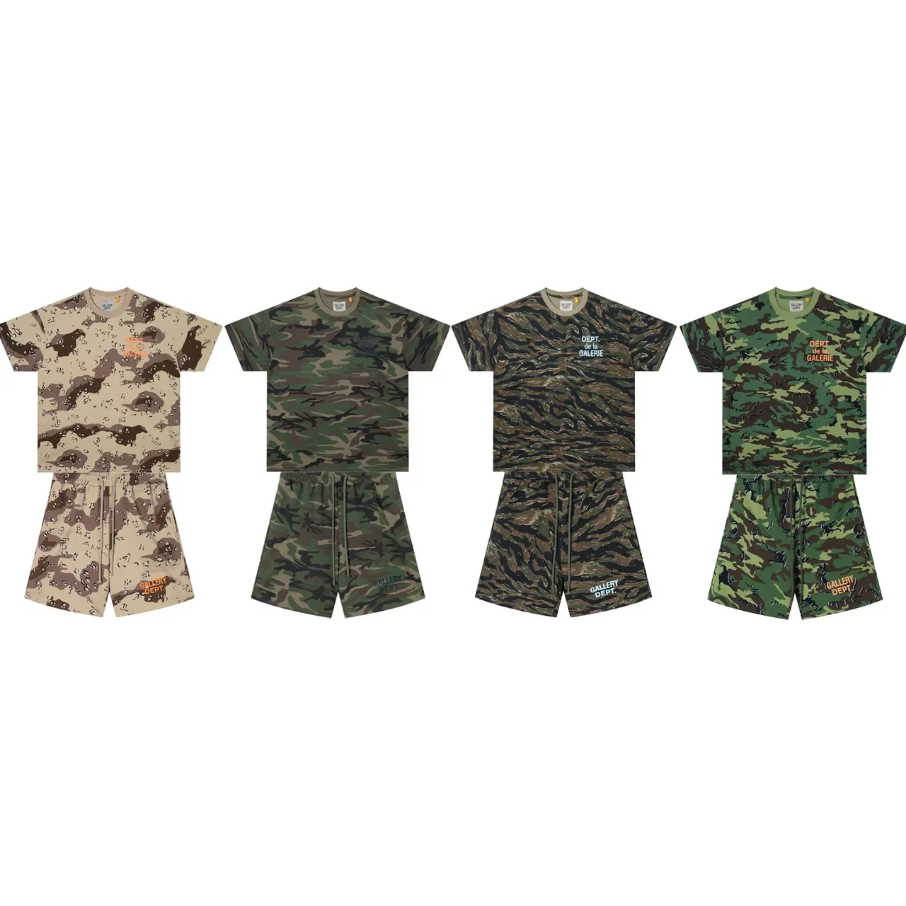 Gallery Dept Multicolor Camouflage Print Drawstring Waist Shorts 2