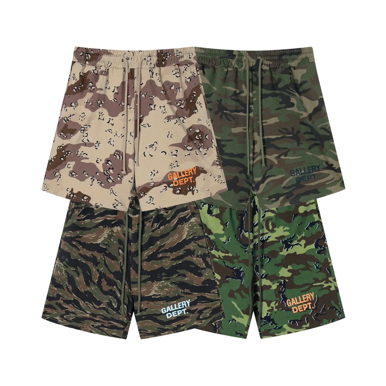 Gallery Dept Multicolor Camouflage Print Drawstring Waist Shorts 7
