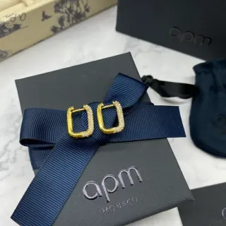apm Monaco Gold-Tone Pavé Square Hoop Earrings