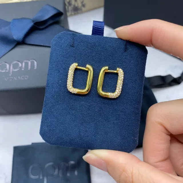apm Monaco Gold-Tone Pavé Square Hoop Earrings 4
