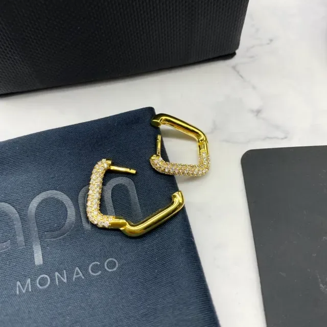 apm Monaco Gold-Tone Pavé Square Hoop Earrings 6