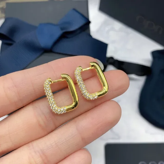 apm Monaco Gold-Tone Pavé Square Hoop Earrings 7