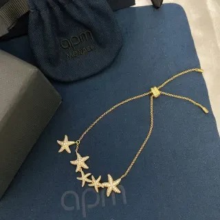 APM Monaco Estrella Marina Pavé Encanto Pulsera Ajustable Dorado
