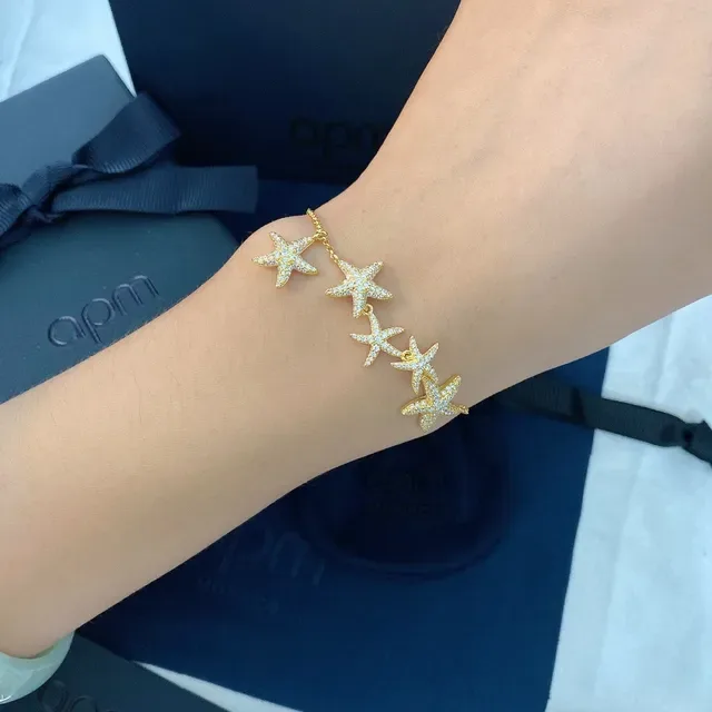 APM Monaco Gold-Tone Starfish Pavé Charm Adjustable Bracelet 3