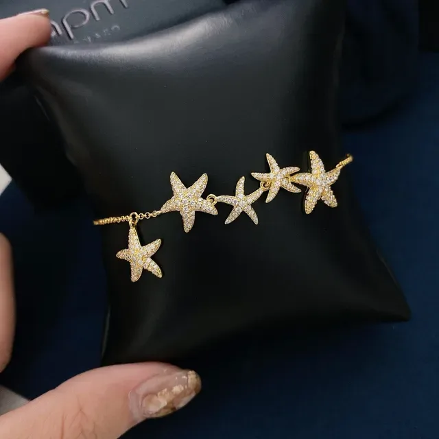 APM Monaco Gold-Tone Starfish Pavé Charm Adjustable Bracelet 6